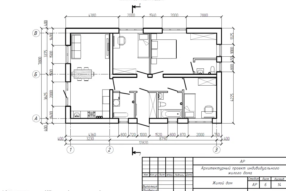 Проект дома Проект 34 из материала Кирпич площадью
77,85 м²,
3 спальни,
1 этаж