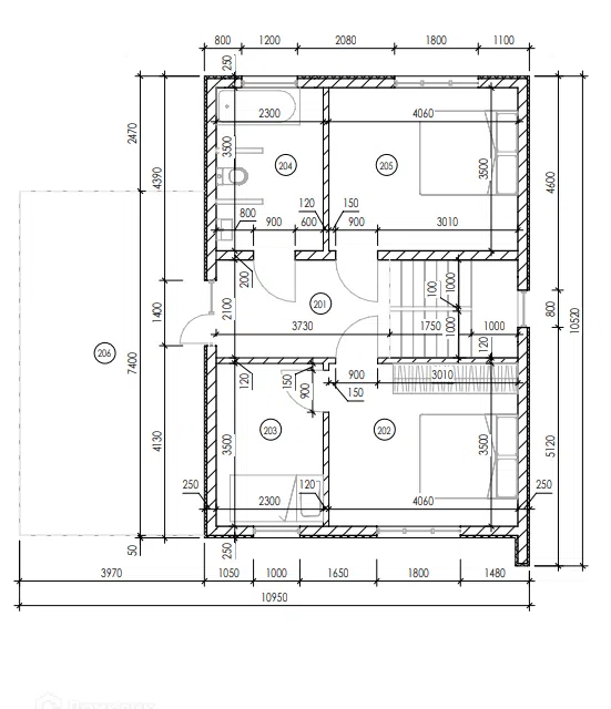 Проект дома Проект 172 из материала Кирпич площадью
166,58 м²,
5 спален,
2 этажа