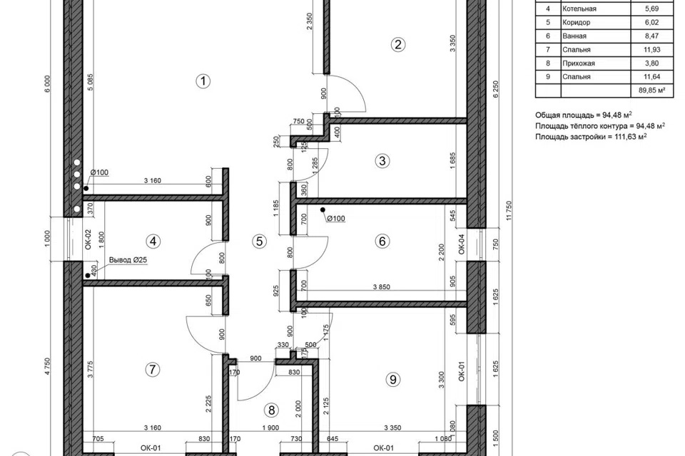 Проект дома Проект - 36410 из материала Кирпич площадью 
       94 м²,
       3 спальни,
       1 этаж