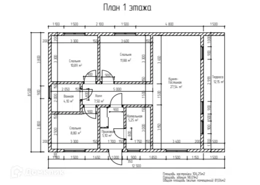 Проект дома Барн хаус из материала Каркасный дом площадью
       98 м²,
       3 спальни,
       1 этаж