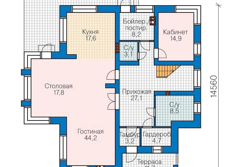Проект дома PD 48-24 из материала Газобетонные блоки площадью
       263 м²,
       4 спальни,
       2 этажа