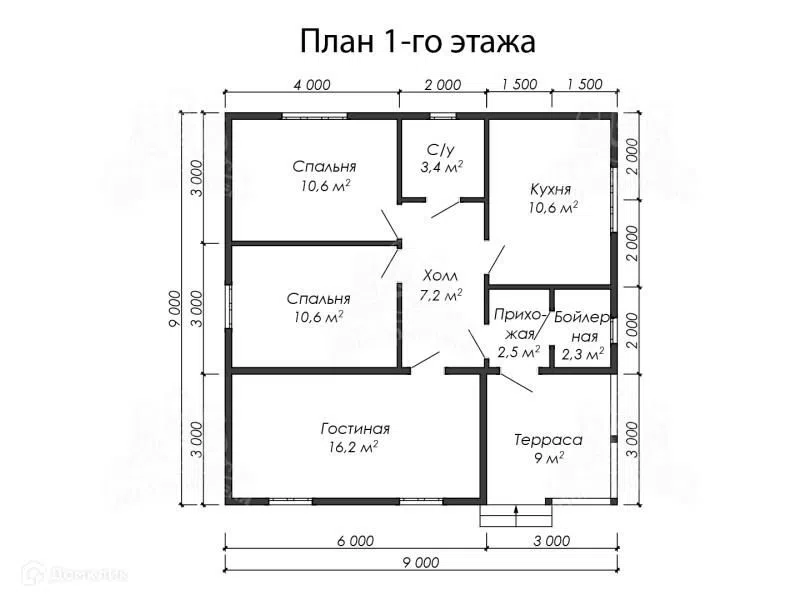 Проект дома К80 "Лычково" из материала Каркасный дом площадью
       72 м²,
       2 спальни,
       1 этаж