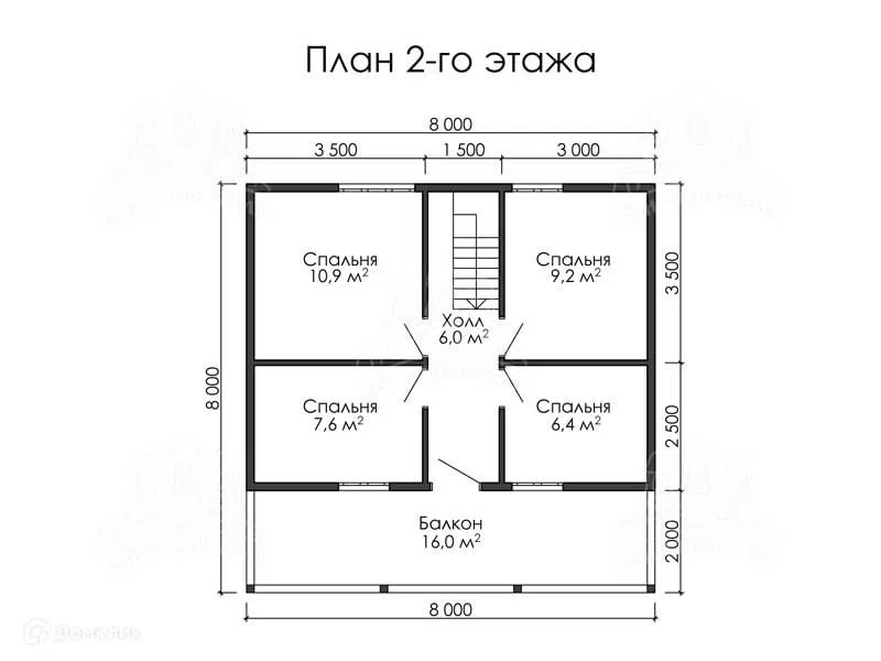 Проект дома Дом из проф бруса Д91 из материала Профилированный брус площадью
       82 м²,
       4 спальни,
       2 этажа