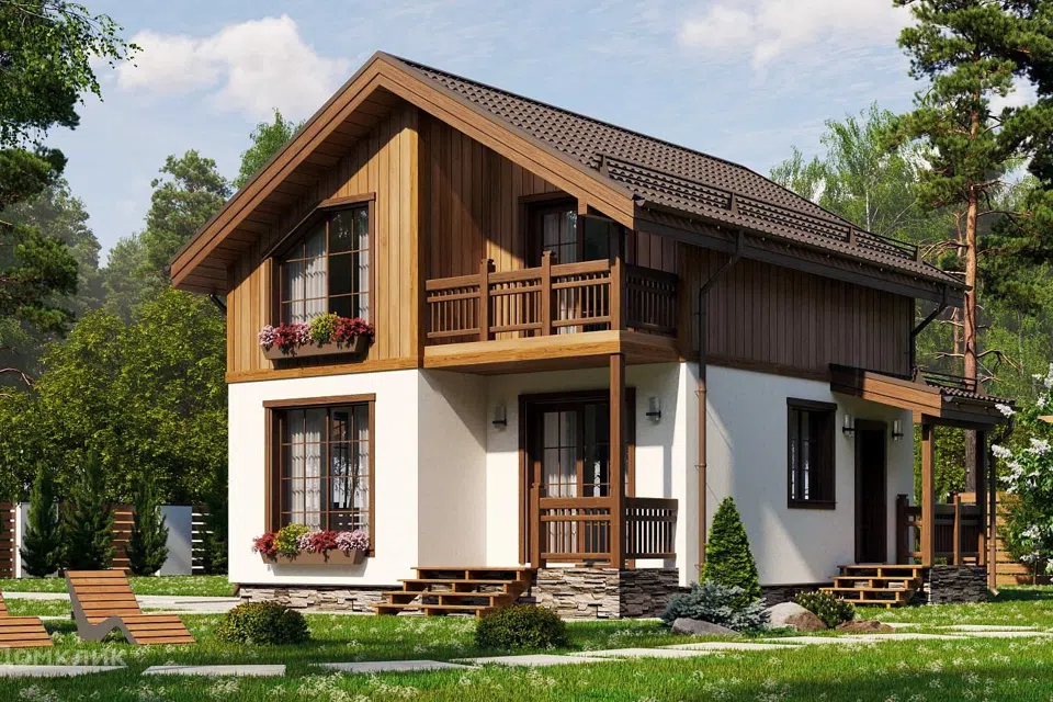 Проект дома Лемпи из материала Каркасный дом площадью
90 м²,
3 спальни,
2 этажа