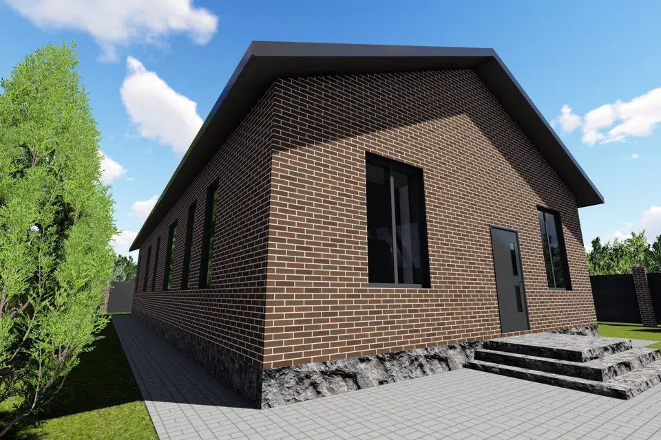 Проект дома 14161 из материала Кирпич площадью
       161 м²,
       4 спальни,
       1 этаж