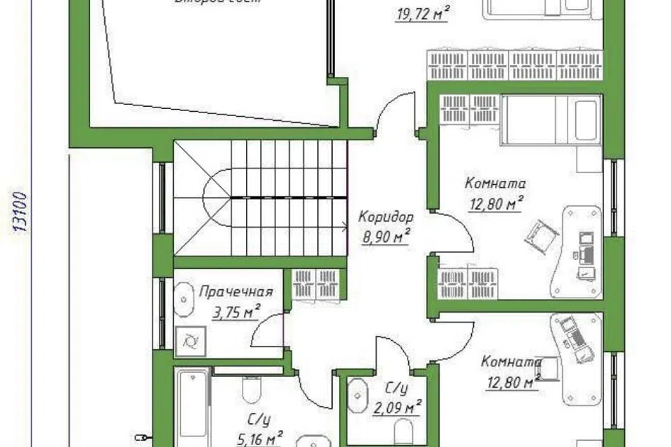 Проект дома 22-315 из материала Газобетонные блоки площадью 
       202 м²,
       4 спальни,
       2 этажа