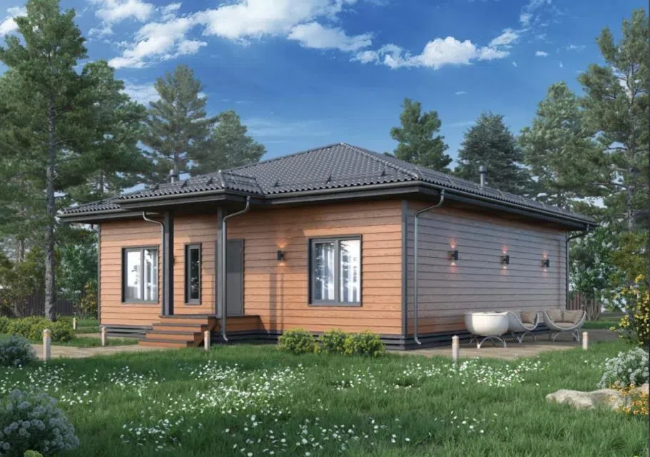 Проект дома А-07 из материала Каркасный дом площадью
       121 м²,
       3 спальни,
       1 этаж