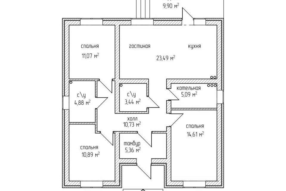 Проект дома ПРОСТОР-2 из материала Газосиликатные блоки площадью 
       90 м²,
       3 спальни,
       1 этаж