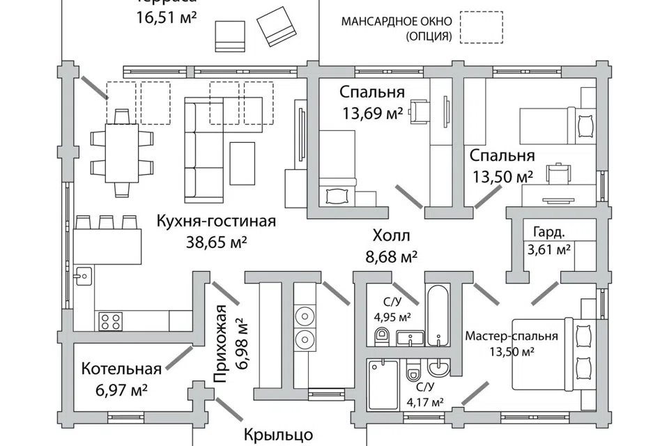 Проект дома Лахна из материала Клееный брус площадью
120 м²,
3 спальни,
2 этажа