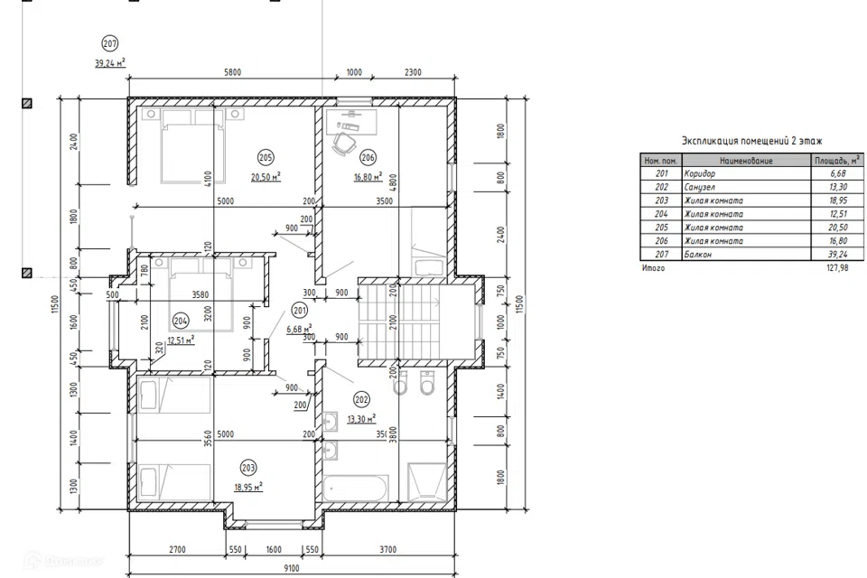 Проект дома Проект 122 из материала Кирпич площадью
222,54 м²,
5 спален,
2 этажа