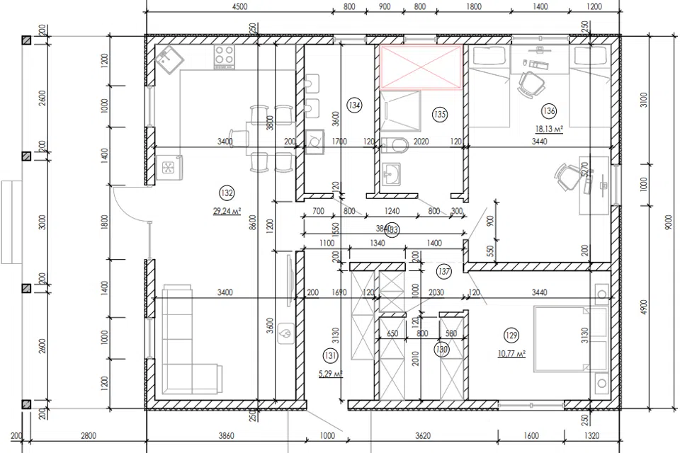 Проект дома Проект 165 из материала Кирпич площадью
89,16 м²,
2 спальни,
1 этаж