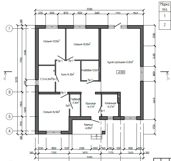 Проект дома проект дом 129м2 из материала Кирпич площадью
129 м²,
3 спальни,
1 этаж