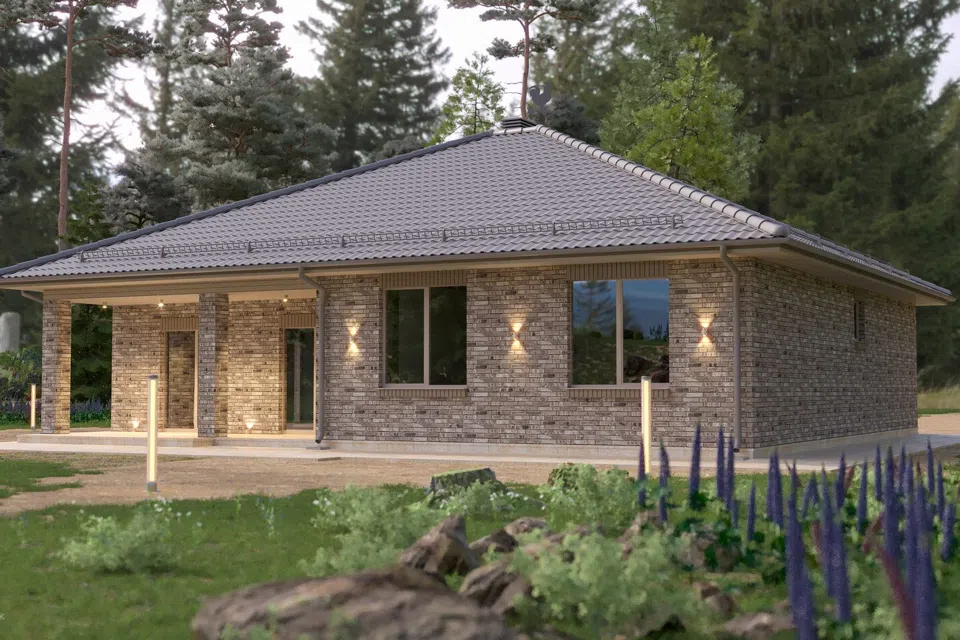 Проект дома дом 125м2 из материала Кирпич площадью 
       100 м²,
       3 спальни,
       1 этаж