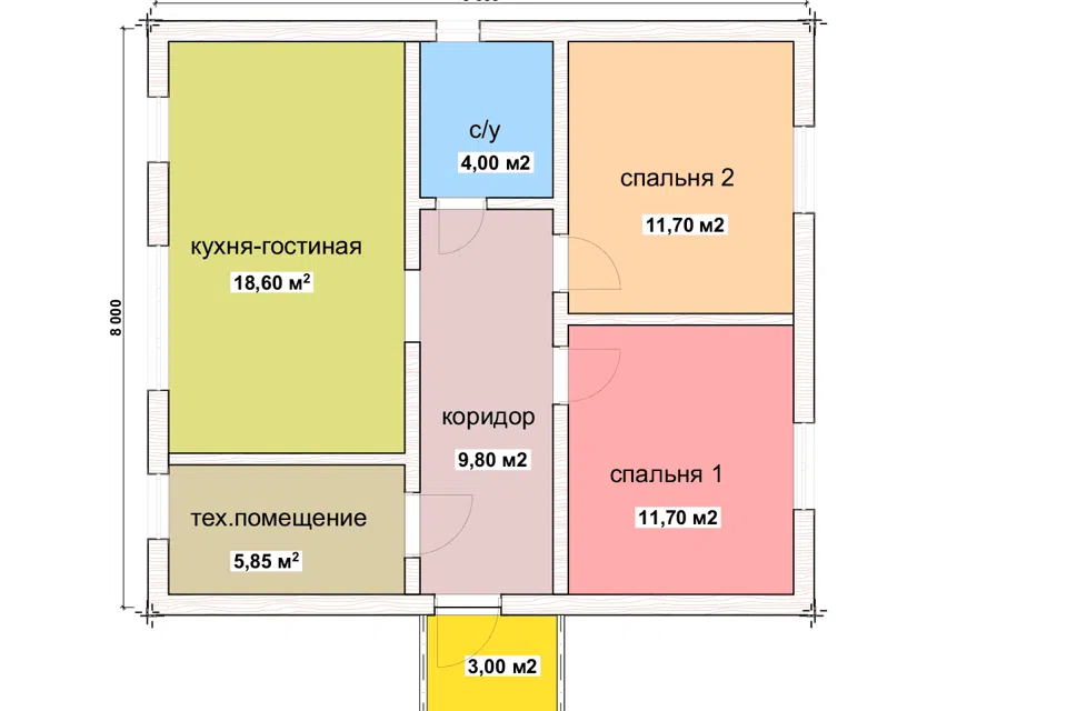 Проект дома КД-24 из материала Каркасный дом площадью
62 м²,
2 спальни,
1 этаж