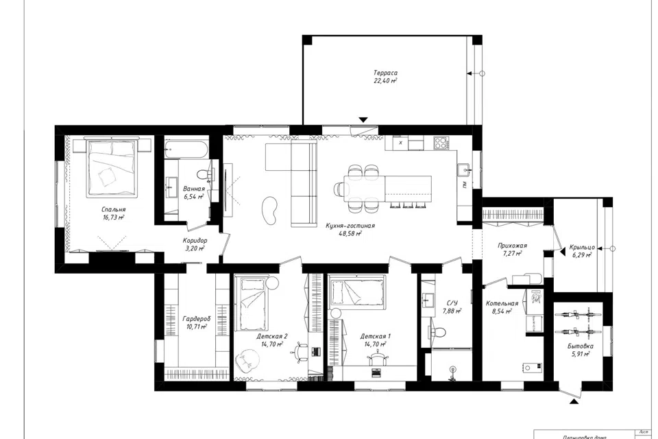 Проект дома Brick -1809 из материала Кирпич площадью
       167,2 м²,
       3 спальни,
       1 этаж