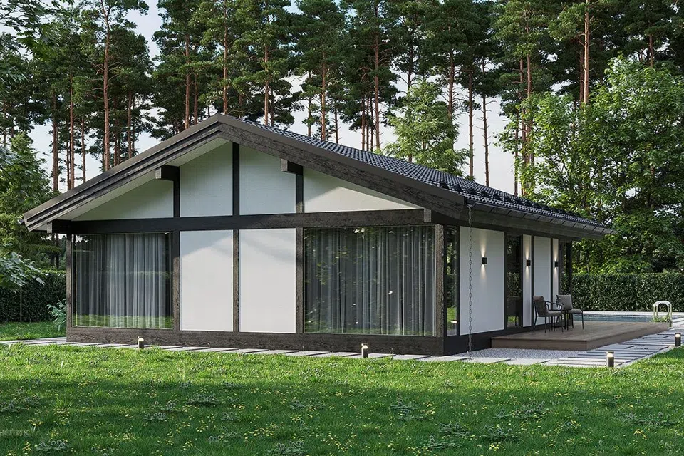 Проект дома Меркурий из материала Фахверк площадью 
       81 м²,
       2 спальни,
       1 этаж