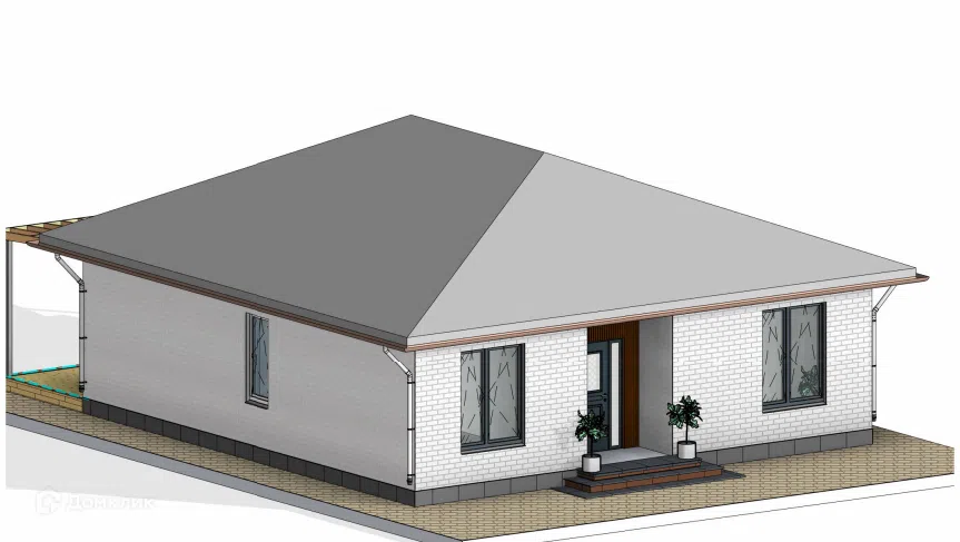 Проект дома Проект 124 из материала Кирпич площадью
91 м²,
3 спальни,
1 этаж