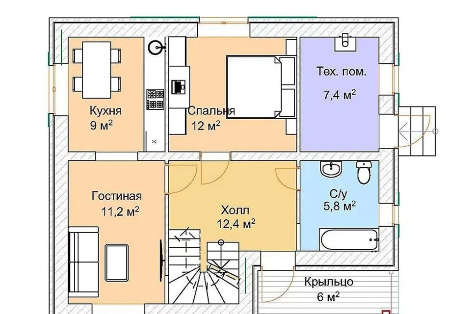 Проект дома Каркасный дом полутораэтажный КП-02 из материала Каркасный дом площадью
145 м²,
5 спален,
2 этажа