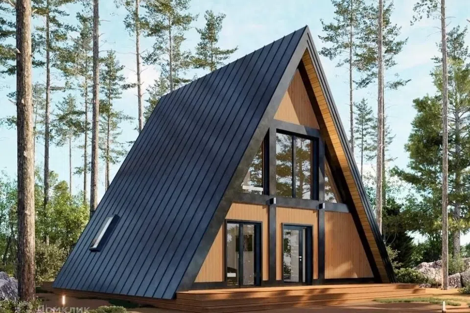 Проект дома Каркасный дом в стиле A-FRAME 1.2 из материала Каркасный дом площадью
97 м²,
2 спальни,
2 этажа