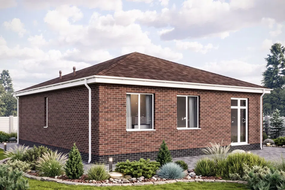 Проект дома Проект № М-105 из материала Газобетонные блоки площадью
105 м²,
4 спальни,
1 этаж