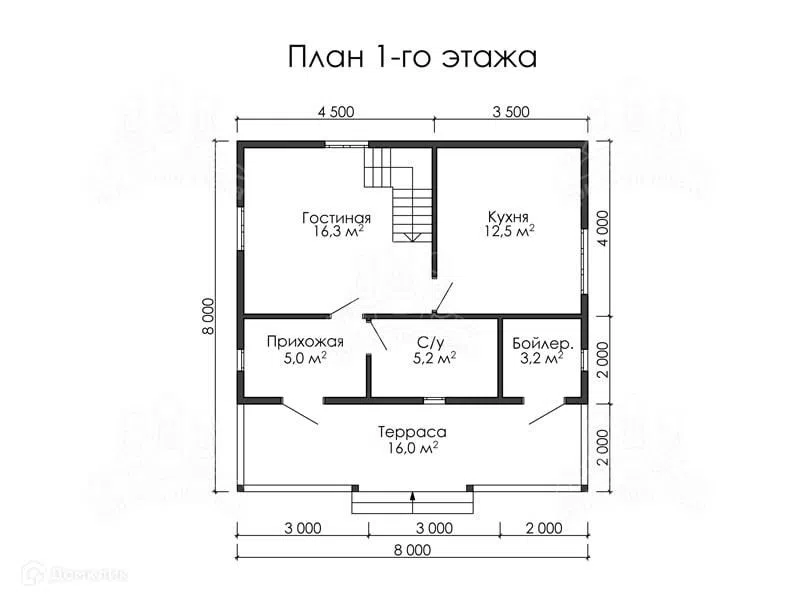 Проект дома Дом из проф бруса Д99 из материала Профилированный брус площадью
       71 м²,
       4 спальни,
       2 этажа
