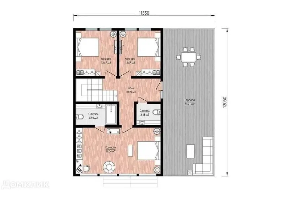 Проект дома Комфорт из материала Каркасный дом площадью
       230 м²,
       3 спальни,
       2 этажа