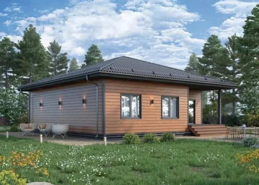 Проект дома А-07 из материала Каркасный дом площадью
       121 м²,
       3 спальни,
       1 этаж