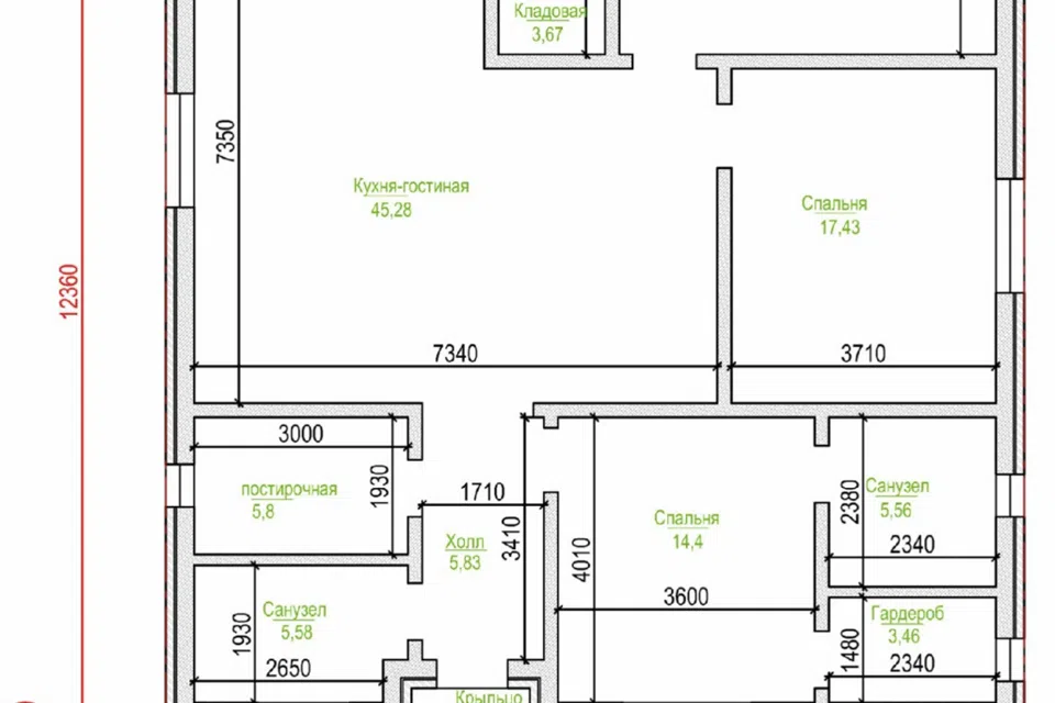 Проект дома Проект Марьянская 108 из материала Газобетонные блоки площадью
120 м²,
3 спальни,
1 этаж