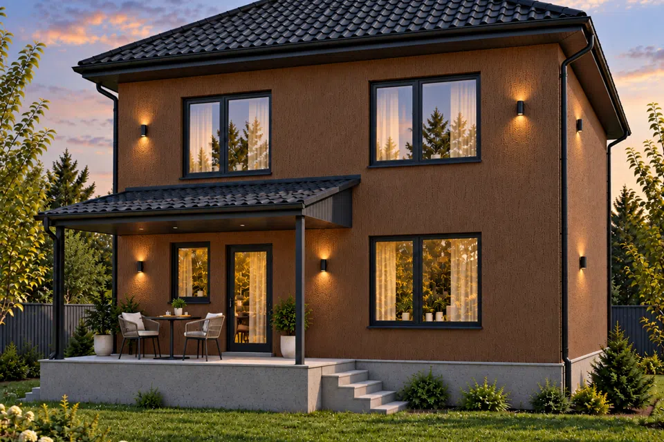 Проект дома Вертикаль из материала Кирпич площадью
       146 м²,
       4 спальни,
       2 этажа