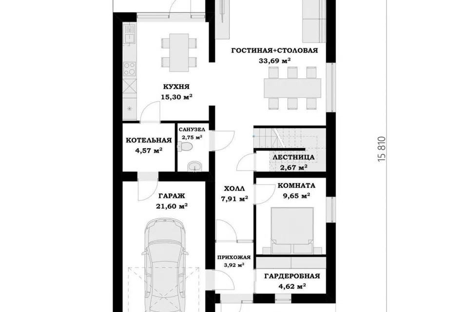 Проект дома Мондриан из материала Каркасный дом площадью
145,3 м²,
3 спальни,
1 этаж