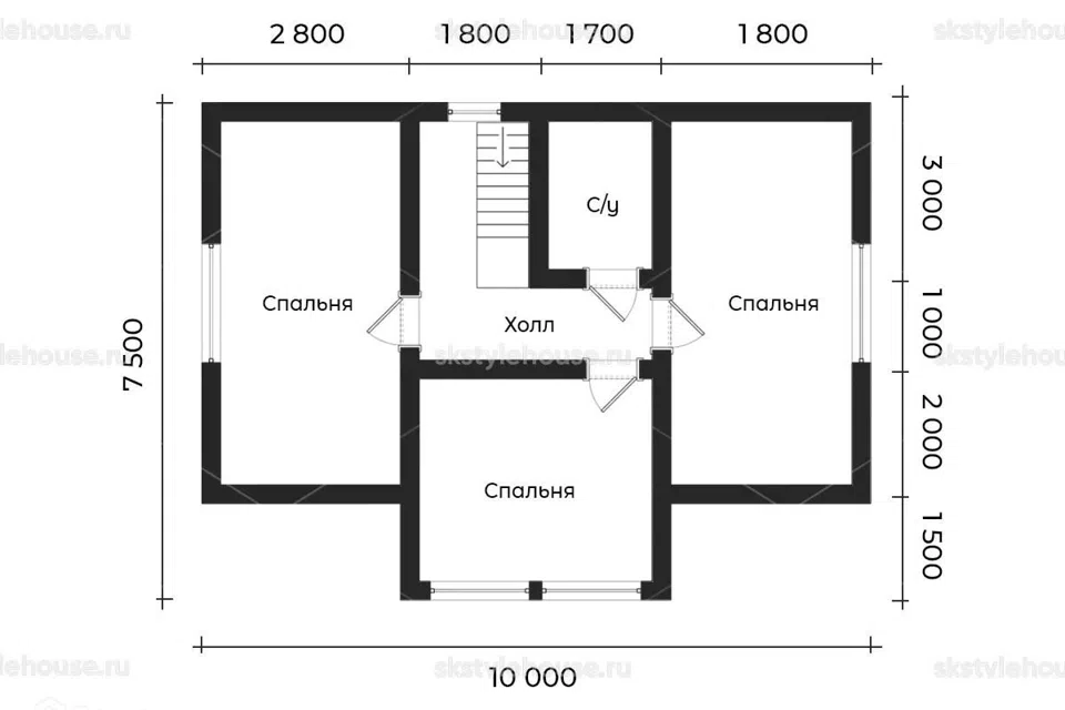 Проект дома Карскасный дом Сканди House из материала Каркасный дом площадью
130 м²,
4 спальни,
2 этажа