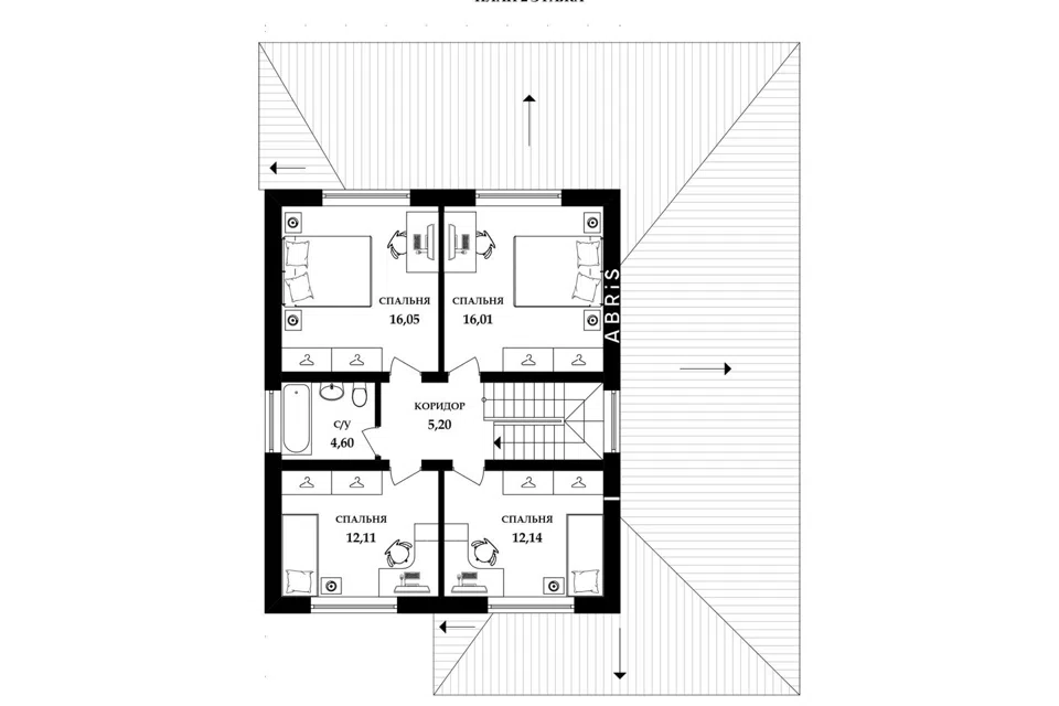 Проект дома АБ-227 из материала Газобетонные блоки площадью
227 м²,
5 спален,
2 этажа