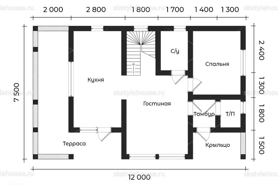 Проект дома Карскасный дом Сканди House из материала Каркасный дом площадью
130 м²,
4 спальни,
2 этажа