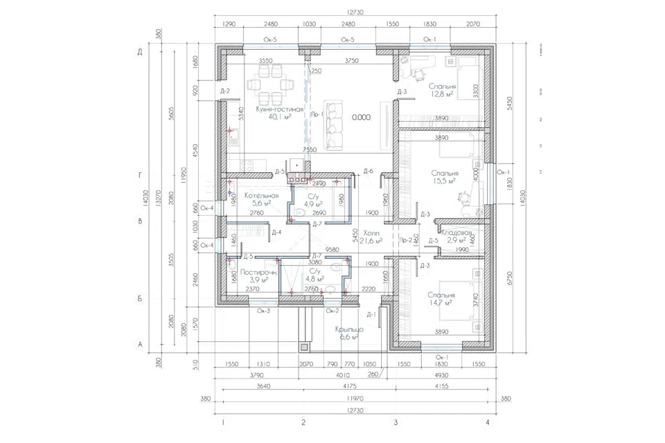 Проект дома АП 9 из материала Кирпич площадью
126 м²,
4 спальни,
1 этаж