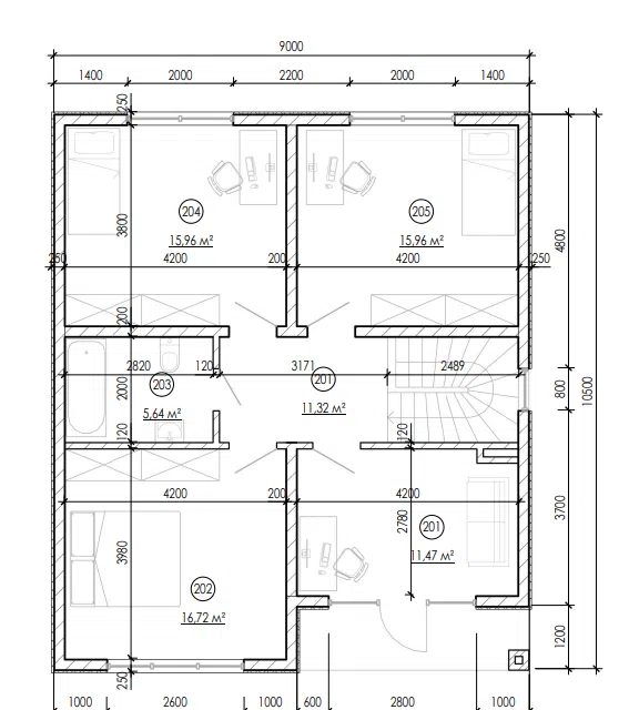 Проект дома Проект 112 из материала Кирпич площадью
148,28 м²,
5 спален,
2 этажа