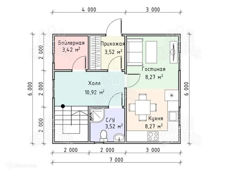 Проект дома К51 7x6 метра "Болхов" из материала Каркасный дом площадью
       72 м²,
       3 спальни,
       2 этажа