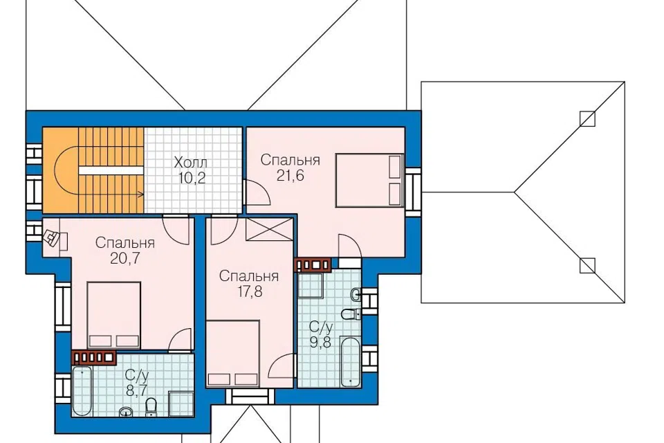 Проект дома PD 40-78 из материала Газобетонные блоки площадью
       233 м²,
       5 спален,
       2 этажа