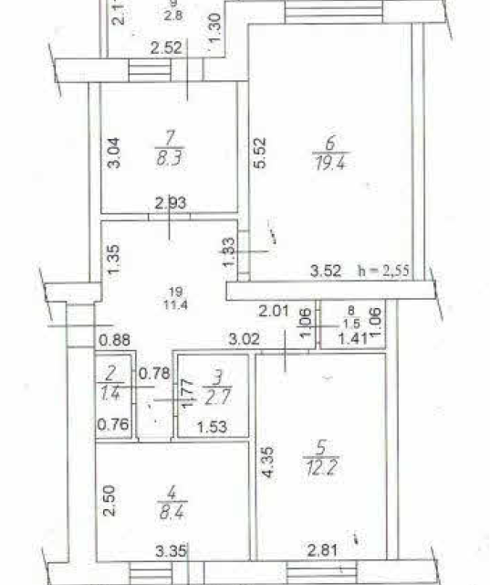 Продаётся 3-комнатная квартира, 65.3 м²
