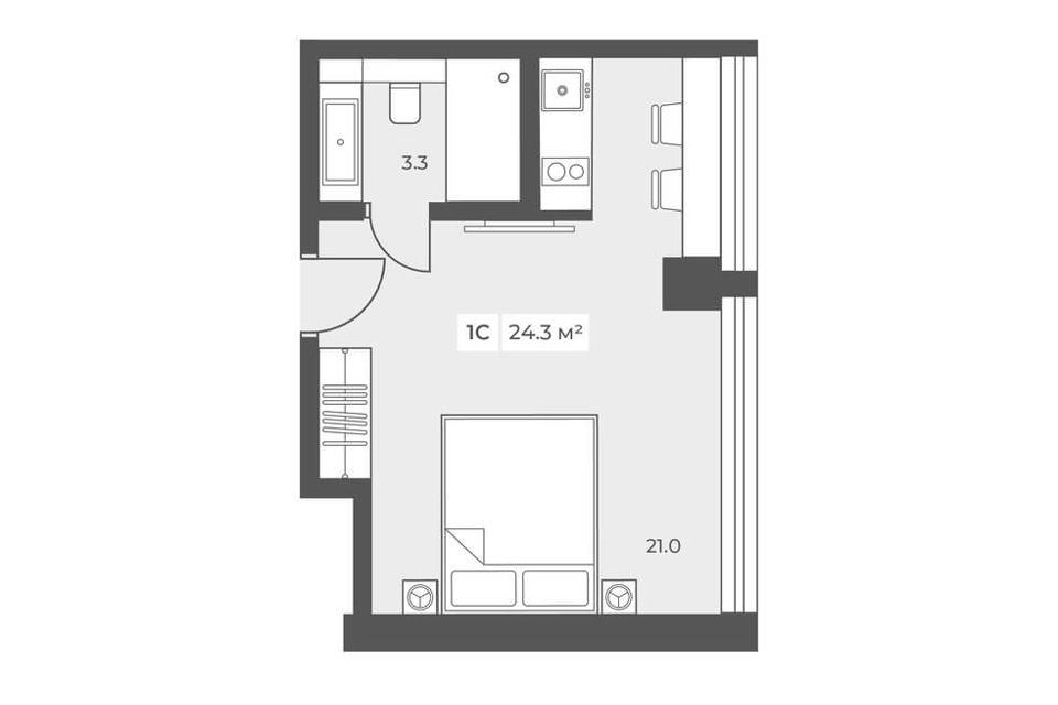 Продаётся 1-комнатная квартира, 24.3 м²