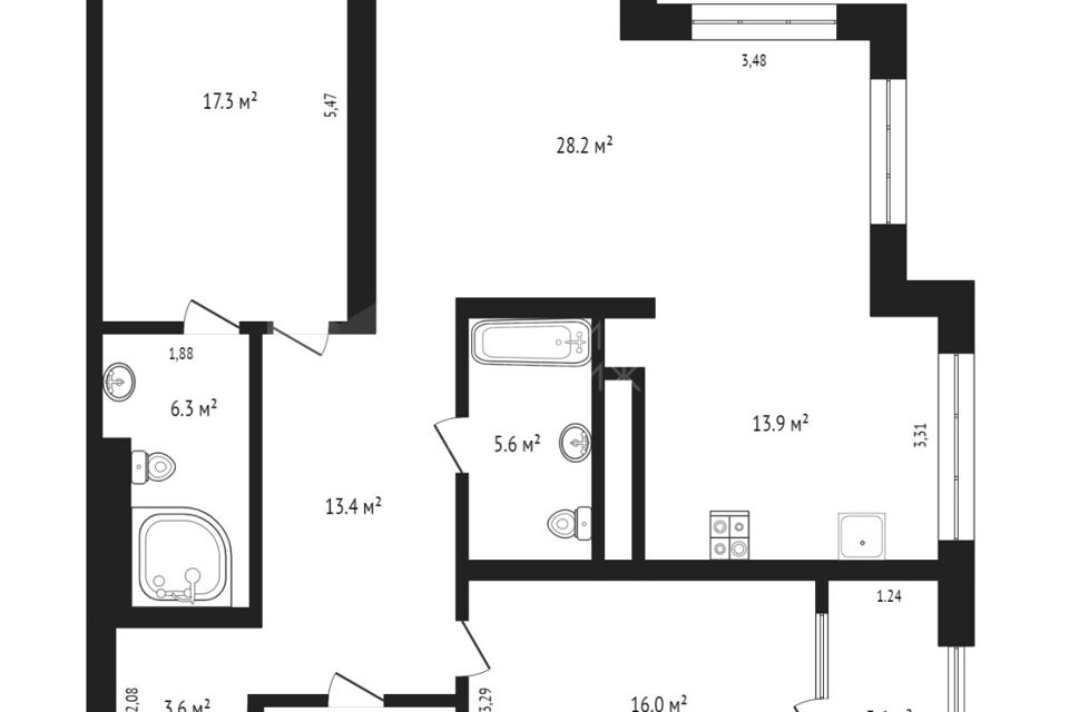 Продаётся 3-комнатная квартира, 114 м²