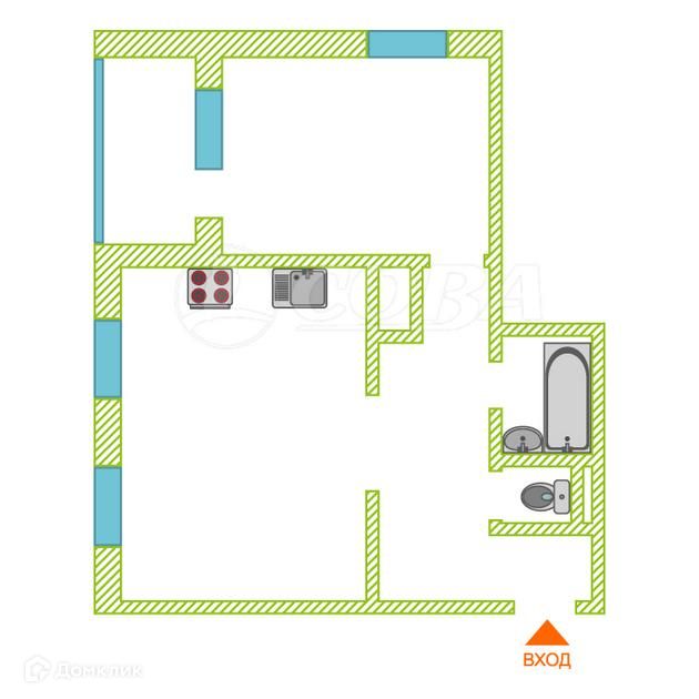 Продаётся 1-комнатная квартира, 50 м²