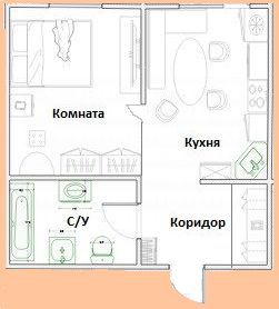 Продаётся 1-комнатная квартира, 42.2 м²