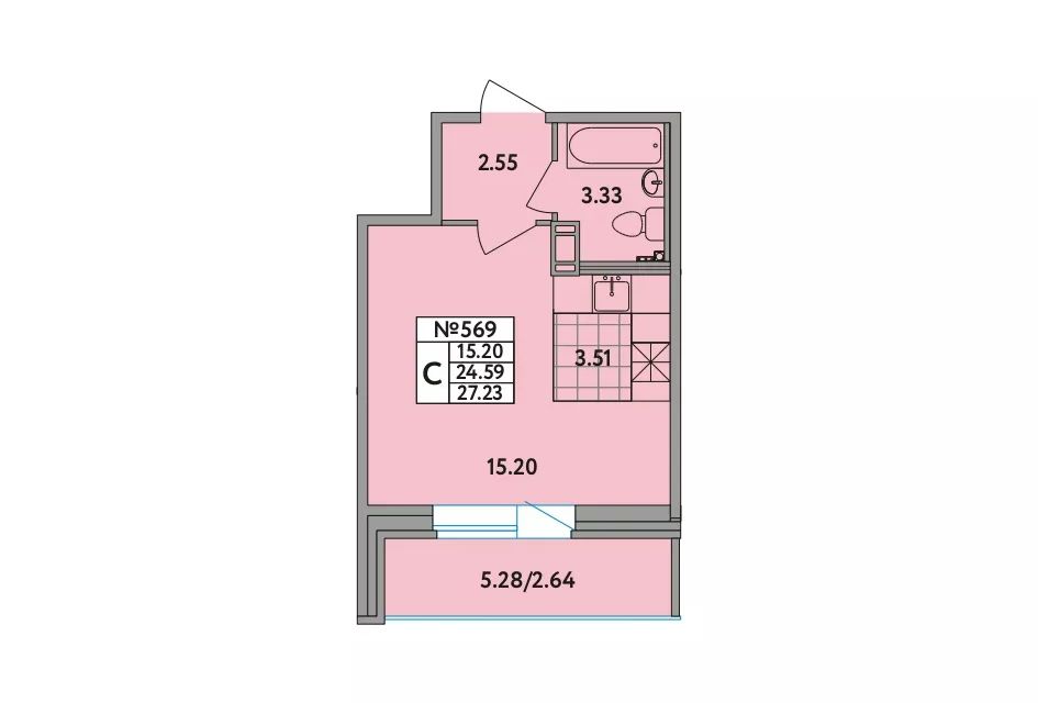 Продаётся студия, 27.3 м²