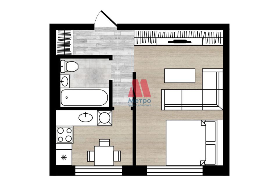 Продаётся 1-комнатная квартира, 29.9 м²