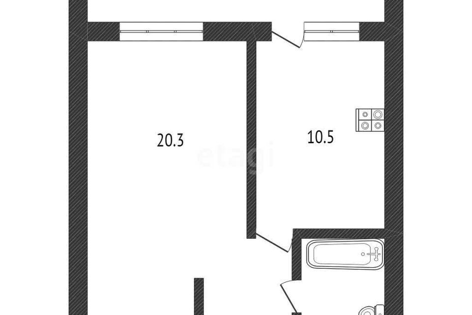 Продаётся 1-комнатная квартира, 38.8 м²