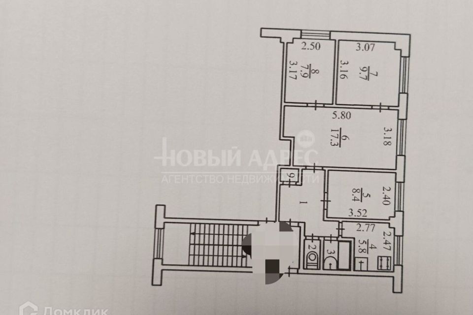 Продаётся 4-комнатная квартира, 59 м²