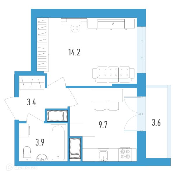 Продаётся 1-комнатная квартира, 33 м²