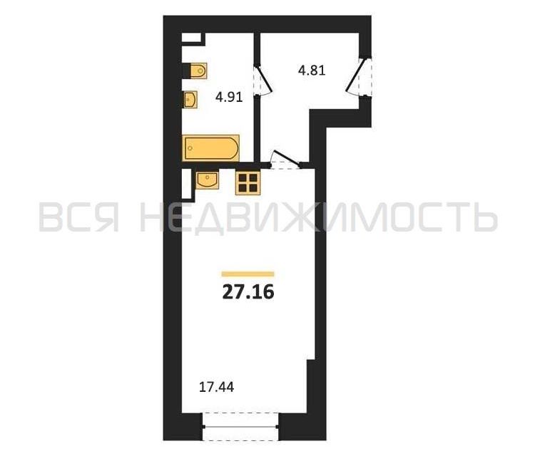 Продаётся студия, 28.2 м²