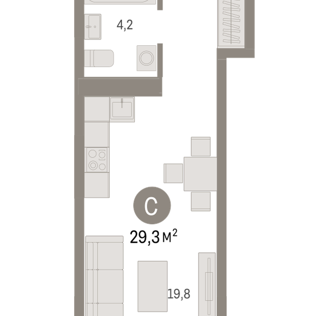 Продаётся студия, 29.3 м²