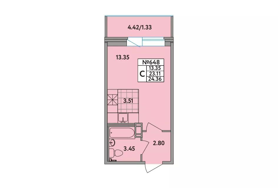 Продаётся студия, 24.4 м²